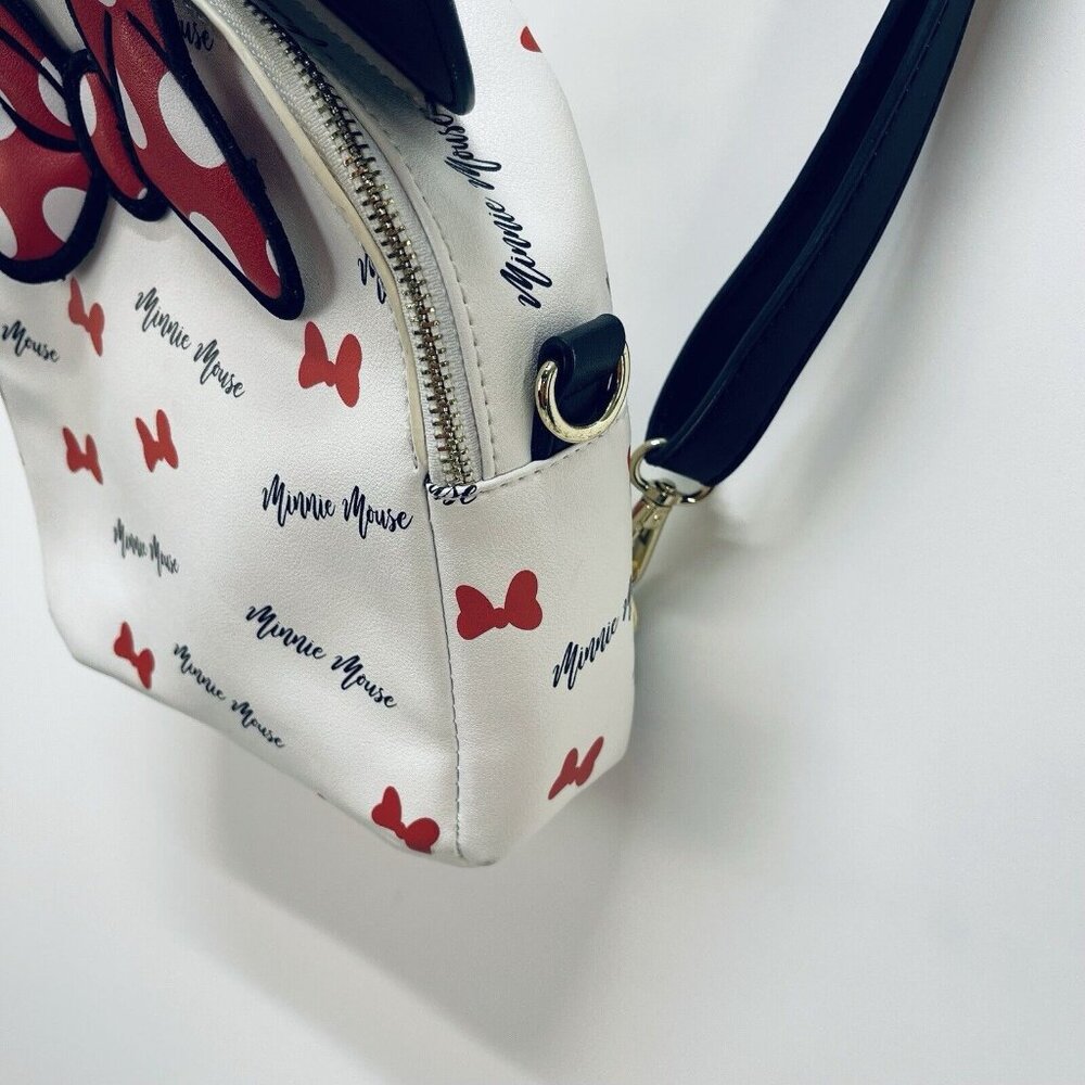 Loungefly Disney Mini Purse/Bag Pack Minnie Mouse Signature Ears White Stripped - Picture 9 of 12